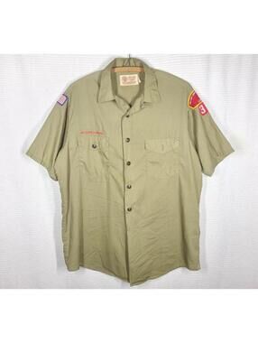 Vtg Boy Scout Uniform Shirt Mens L Loop Collar Leader Costume Inland Empire